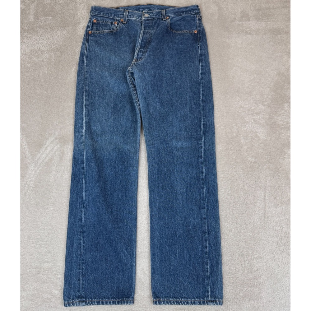 VTG Levis 501 Jeans Mens 34x32 Blue Preowned Denim Button Fly Straight‎ Red Tab